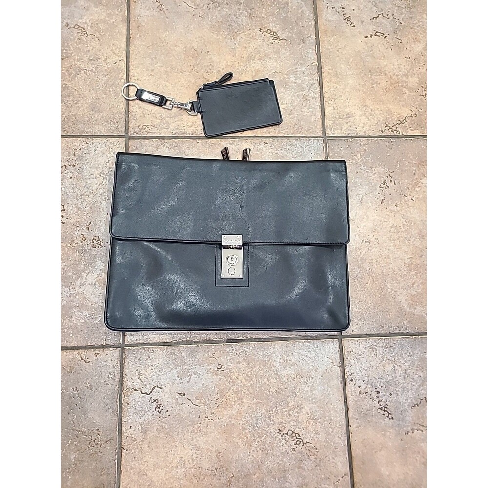 Kenneth Cole Leather 3pc  Messenger  Portfolio  Shoulder Bag wallet Excel Cond